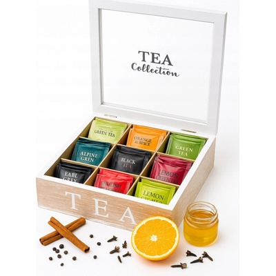 Home Styling Collection Nádoba na čajové sáčky 9 přihrádek 24 x 24 x 7 cm