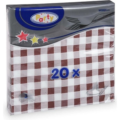 Wimex Ubrousky 3V KARO hnědé 20ks 33x33cm