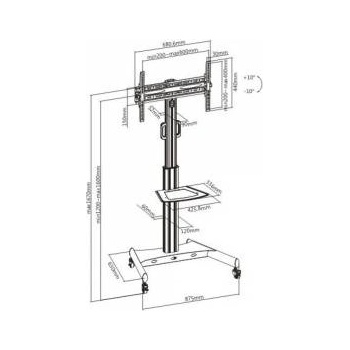 TECHLY Mobile Stand 32-65, 35kg Tilt