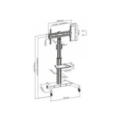 TECHLY Mobile Stand 32-65, 35kg Tilt