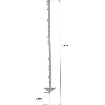 Tyčka - sloupek pro elektrický ohradník, plastová, bílá, 105 cm