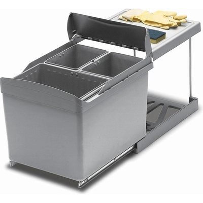 Gollinucci Výsuvný odpadkový kôš LINEA - 16 L + 7,5 L / Šedý