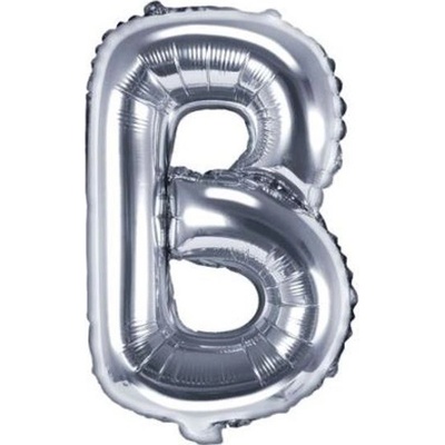 PARTYDECO Balón foliový písmeno B 35 cm stříbrný