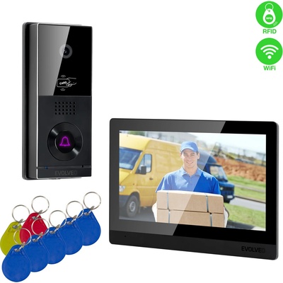 EVOLVEO DoorPhone AHD10, Sada domácího WiFi videotelefonu s ovládáním dveří a RFID, černý 10" monitor, 32GB DPAHD10-B