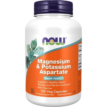 NOW NOW Magnesium Potassium Aspartate with Taurine, 120 Veg Capsules