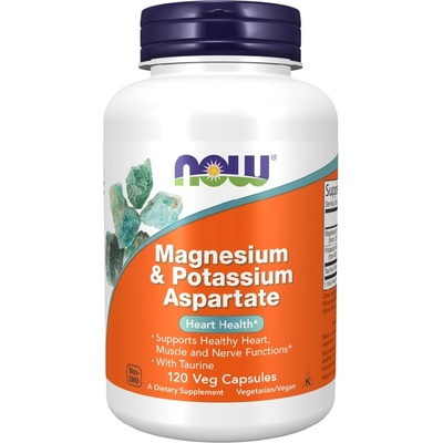 NOW NOW Magnesium Potassium Aspartate with Taurine, 120 Veg Capsules