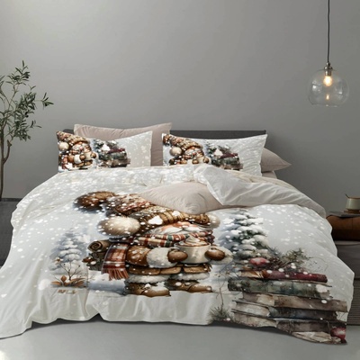 Png Панагюрище Коледен спален комплект за единично легло Сняг, 100% памук