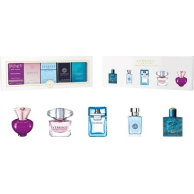 Versace Mini Dylan Purple EDP 5 ml + Bright Crystal EDT 5 ml + Eau Fraiche EDT 5 ml + Pour Homme EDT 5 ml + Eros EDT 5 ml pre ženy