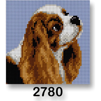 VTC Vyšívací předloha 70244 2780 King Charles Spaniel, pes na modré 15x15cm