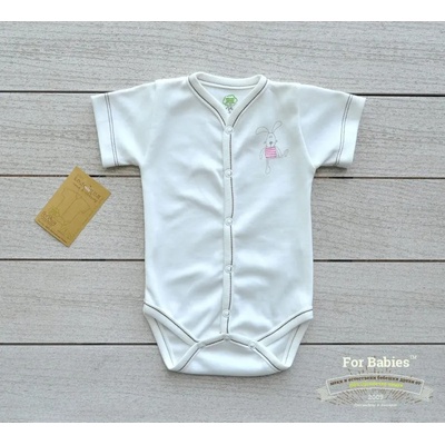 For Babies Боди с предно закопчаване къс ръкав For Babies - Зайче, 0-1 месеца (00943 y)
