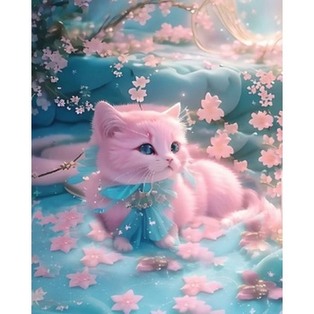 Norimpex - Puzzle Diamant painting: Pink cat 30x40cm - 1 - 39 piese