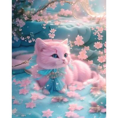 Norimpex - Puzzle Diamant painting: Pink cat 30x40cm - 1 - 39 piese