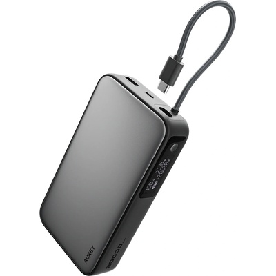 AUKEY Spark Sling 20000 Compact Fast Charging Power Bank with Built-in USB-C Cable Gray (K-PB-Y48-GRY)