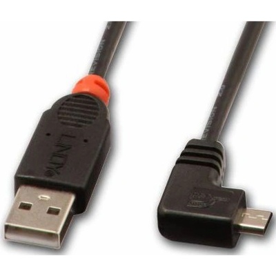Lindy 11.43.8707 USB 2.0 USB AM - micro USB BM, lomený 90° vlevo, 2m