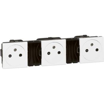 Legrand Контакт ФРЕНСКИ стандарт ТРОЕН плосък 3х2 мод. цвят бял Mosaic - 077136 (077136)