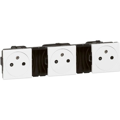 Legrand Контакт ФРЕНСКИ стандарт ТРОЕН плосък 3х2 мод. цвят бял Mosaic - 077136 (077136)