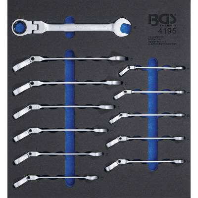 BGS Technic Ráčnové očkoploché kľúče. Sada 12 dielov BGS104195