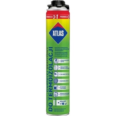 Atlas PUR pěna na lepení izolace Grawis P grafitová 850 ml