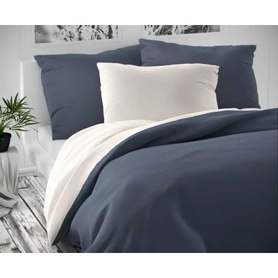Kvalitex Luxury Collection tmavo sivé/biele satén obliečky 140x220 70x90
