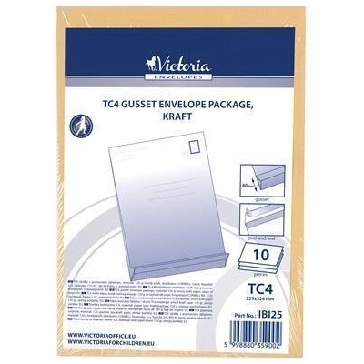 VICTORIA Obálka, TC4, hnědá, samolepicí, 40 mm silná, balení 10 ks, VICTORIA ,balení 10 ks 23246
