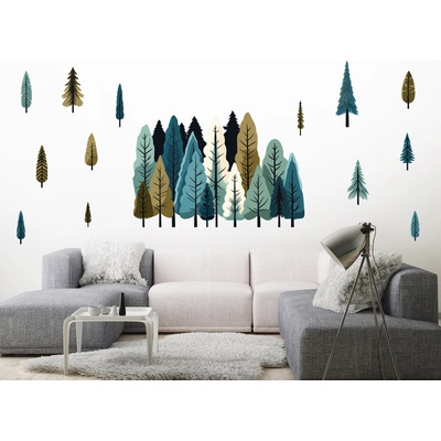 Nalepte.cz Stromy textilní prelepiteľné nálepky na stenu arch 75 x 70 cm