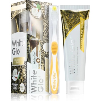 White Glo Coconut Oil Shine избелваща паста с четка Coconut and Mint Flavour 150 гр