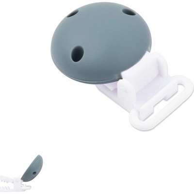Silikónový klip na cumlík 33,5mm s 3 dierkami a plastovou sponou Dim Grey - 1 ks
