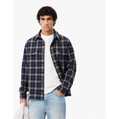 Lacoste Карирана риза Lacoste Oversize Checked Overshirt - Navy