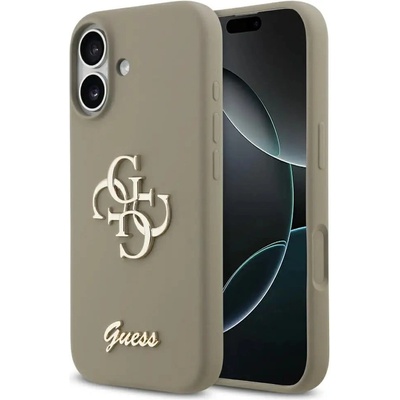 GUESS Силиконов калъф Guess Big 4G Script за iPhone 17 - кафяв (3666339522391)