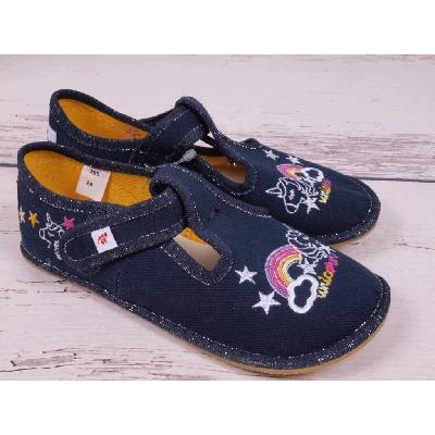EF barefoot detské papuče na suchý zips modré
