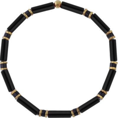 Manoki Luxusní pánský náramek Antonio Gold onyx, zlatý hematit X-BA1234GB/23 Černá 23 cm
