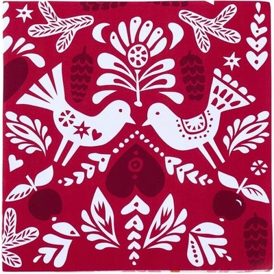 Klippan Švédsko Papírové ubrousky Winter Bird red 33x33cm 20ks