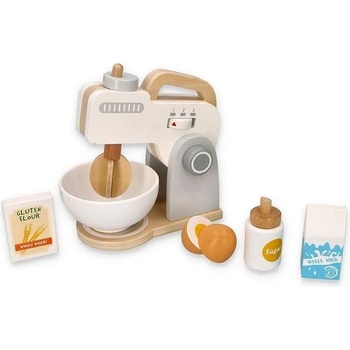 Lelin Дървен комплект Lelin - Миксер с продукти, бял (L40217)
