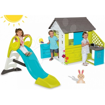 Smoby set domeček Pretty Blue a skluzavka Toboggan KS 810703-8