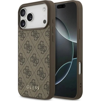 GUESS Класически калъф Guess 4G за iPhone 17 Pro Max - кафяв