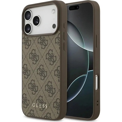 GUESS Класически калъф Guess 4G за iPhone 17 Pro Max - кафяв