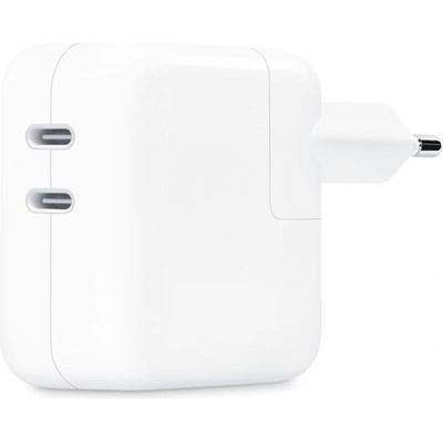 Apple Променливотоково зарядно устройство с 2 гнезда Type-C (35 W, бързо зарядно PD, наследник на MNWP3ZM/A) БЯЛ MW2K3ZM/A (MW2K3ZM/A)