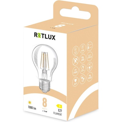 RETLUX RFL 602 Fil. A60 E27 bulb 8W WW D