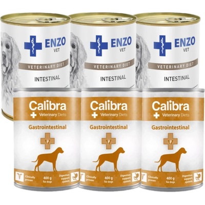 Calibra Veterinary Diets Dog Gastrointestinal 3 x 400 g a Enzo Vet Střevní dieta s jehněčím masem 3 x 400 g