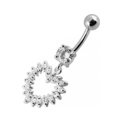 Šperky4U stříbrný piercing do pupíku srdce BP01004-C