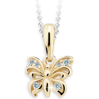 Danfil Dětský přívěsek motýlek C2226 ze žlutého zlata s kamínky White