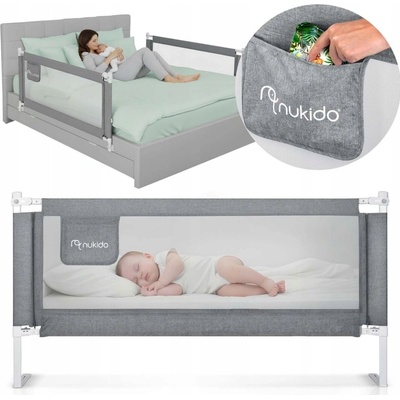 Nukido NK-227 Zábrana na postel ochranná bariéra 160 cm šedá