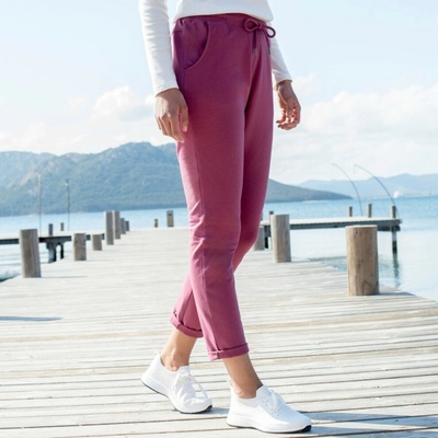 Moltonové joggingové nohavice s pružným pásom purpurová Blancheporte