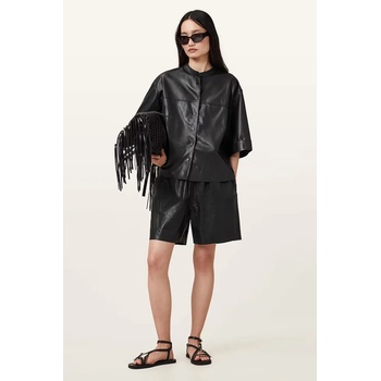 AllSaints Кожени къси панталони AllSaints ARLA в черно с изчистен дизайн с висока талия W059TC (W059TC)