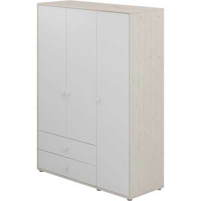 Flexa Classic 150 cm třídvéřová 2 police borovice šedá / bílá dvířka / bílá úchytka