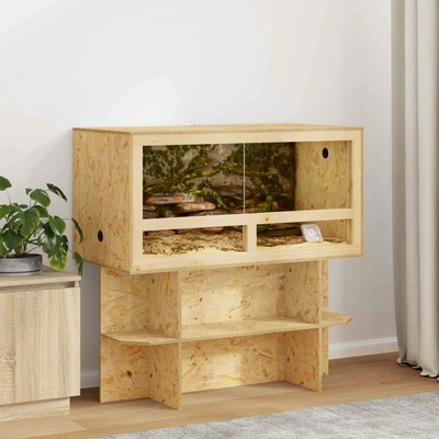 VidaXL terárium z OSB hnědé s teploměrem 100 x 50 x 50 cm 9799.876723