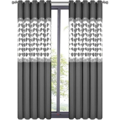 Fliying Dekorační závěs Amálie 145x250 cm-šedá/bílá (cena za 1 kus)