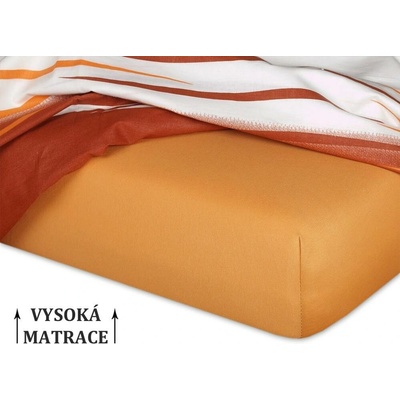 Dadka Jersey prostěradlo na vysokou matraci karamel 90x200x25