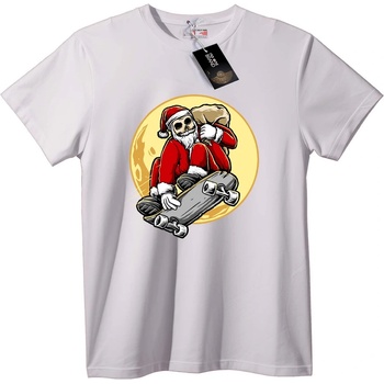 NOONEBRAND Тениска Скейт Дядо Коледа с череп - M, White