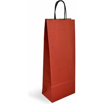 Papírová taška na víno červená Mosela 140x80x390 mm s krouceným uchem